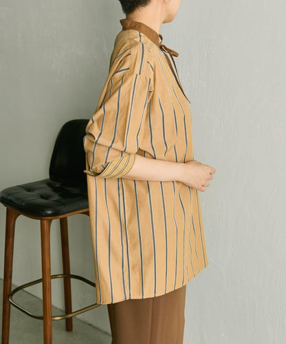 帶紐扣條紋襯衫【SUM1 STYLE】