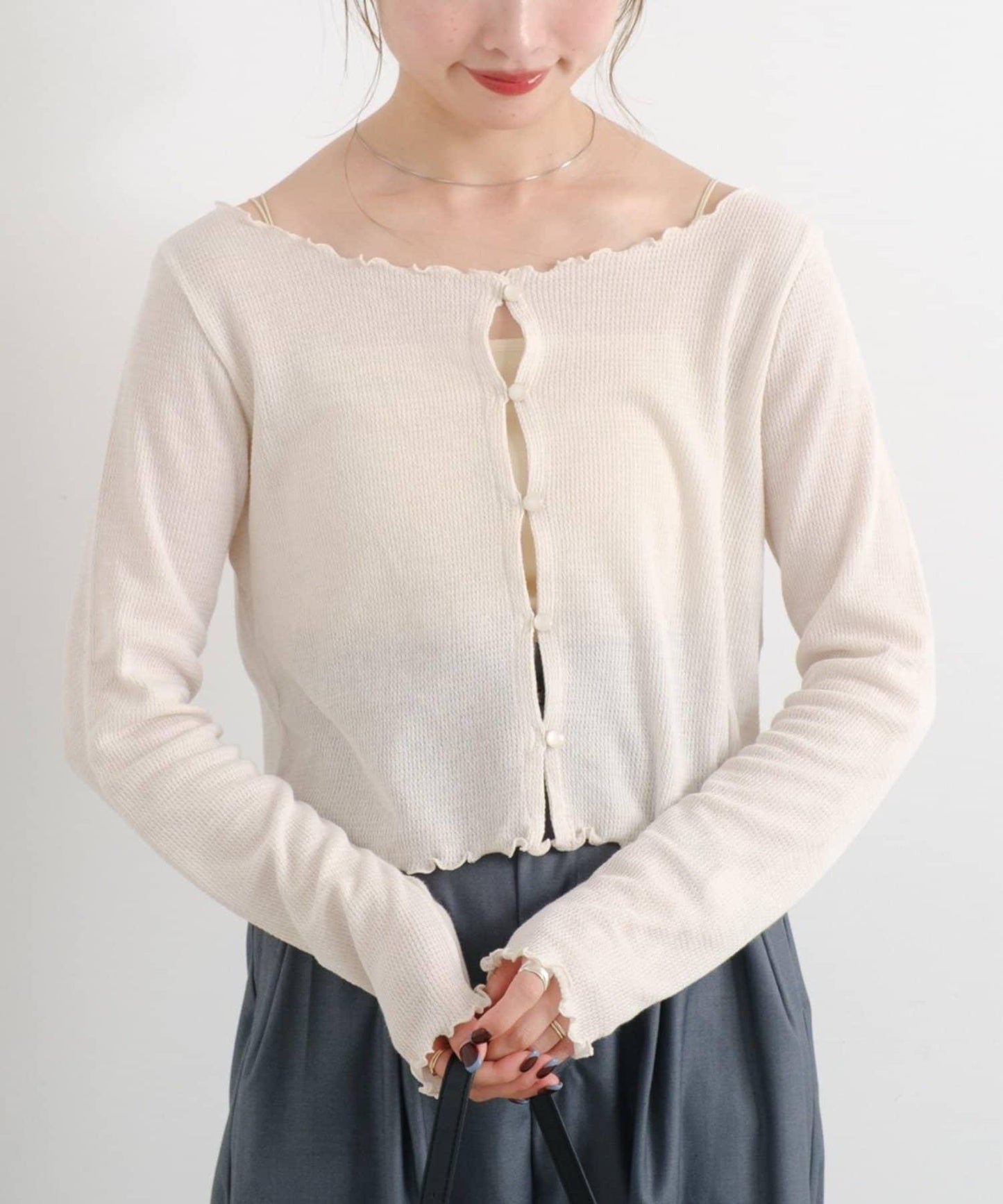 【前後兩穿】B 華夫格修身開衫