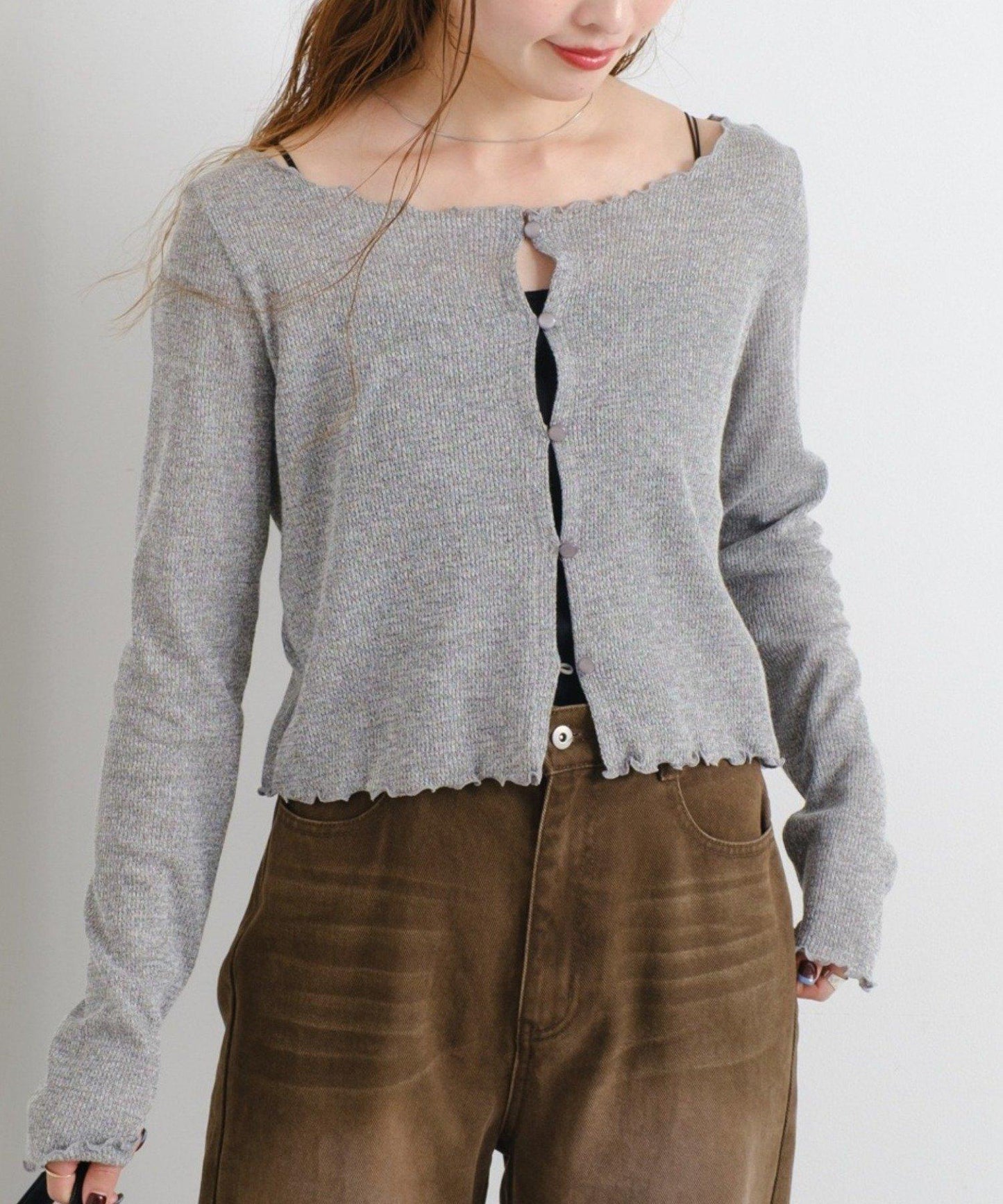 【前後兩穿】B 華夫格修身開衫