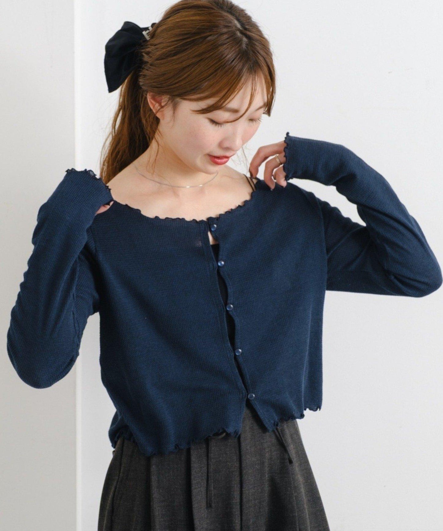 【前後兩穿】B 華夫格修身開衫