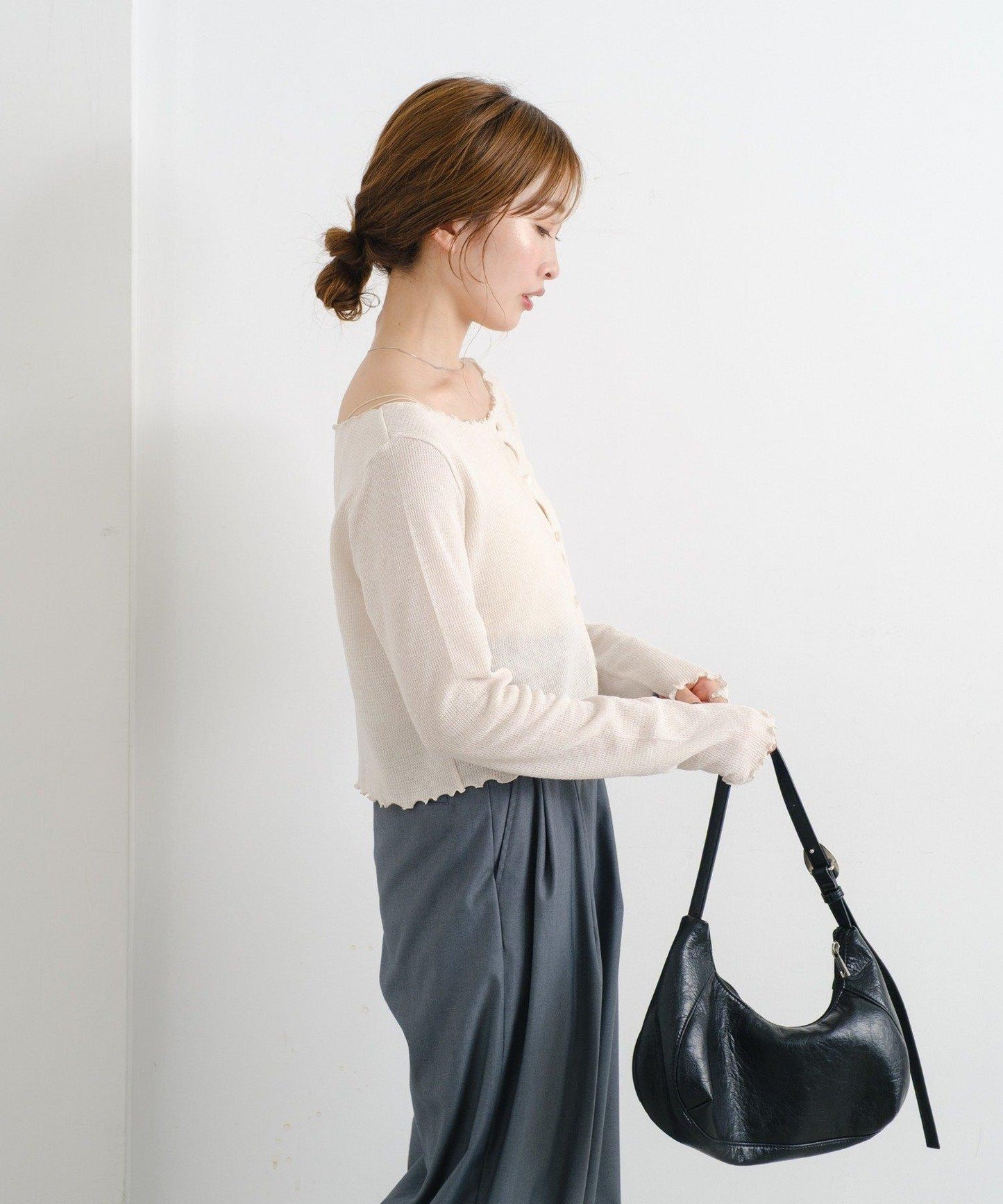 【前後兩穿】B 華夫格修身開衫