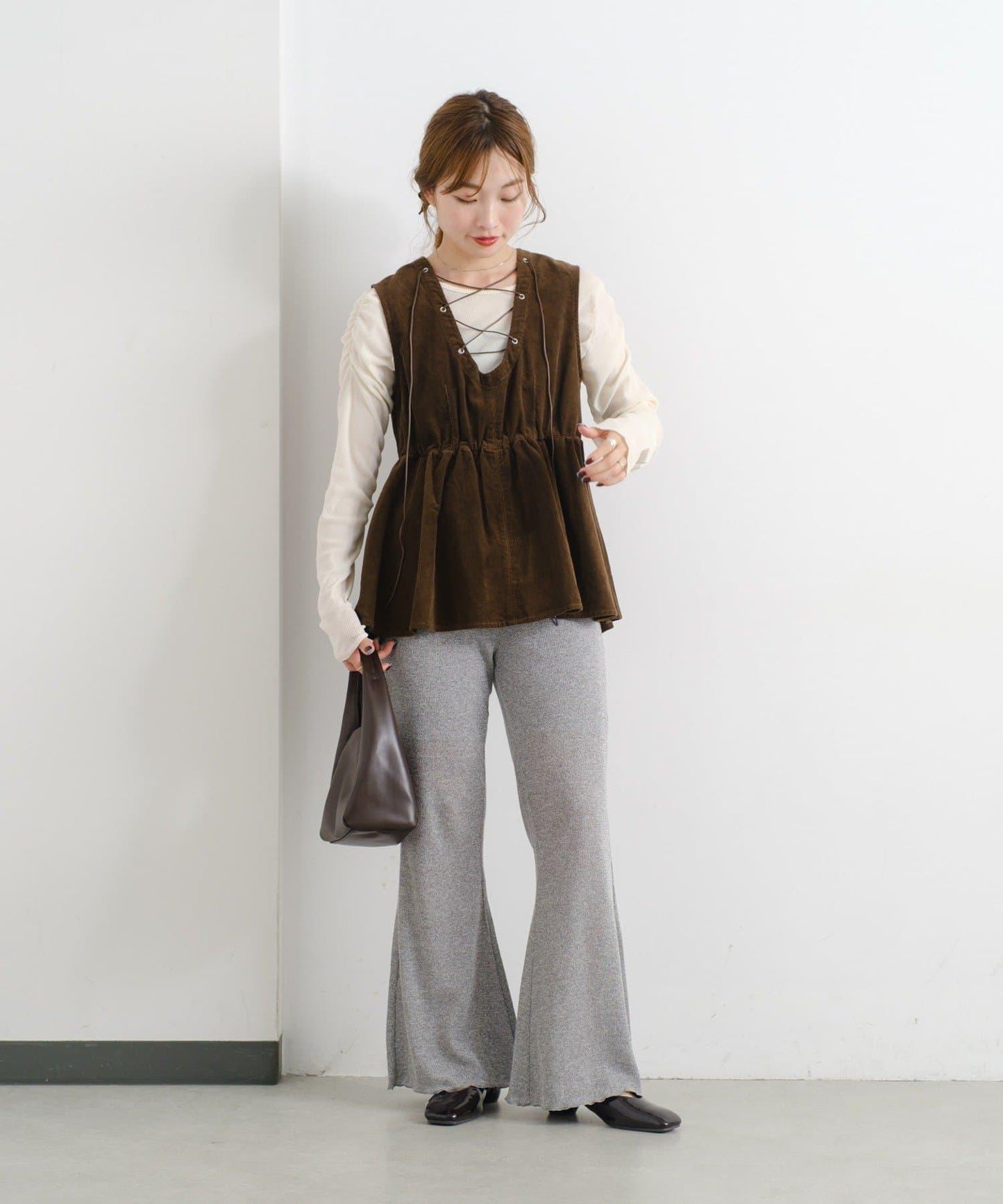 【Kastane】華夫格喇叭褲