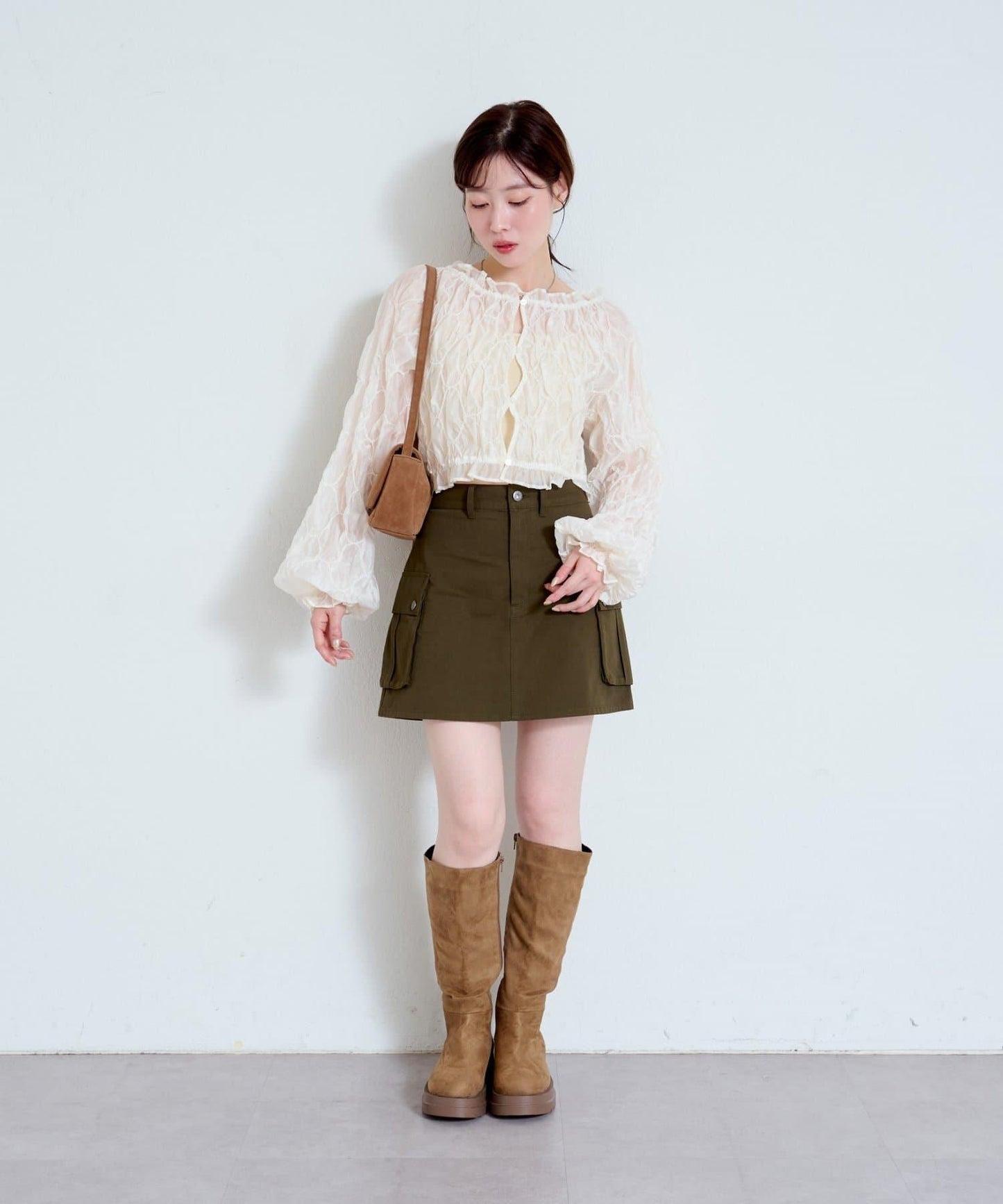 【2WAY】荷葉邊褶皺襯衫