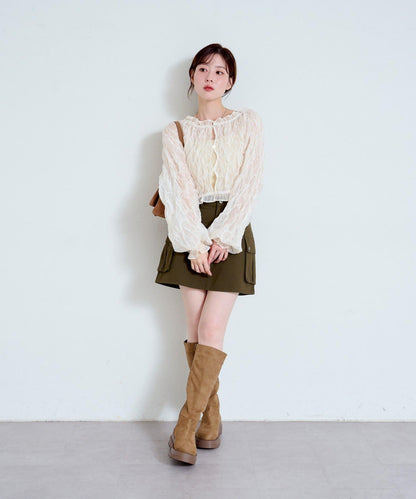 【2WAY】荷葉邊褶皺襯衫