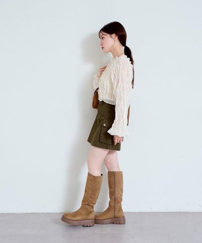 【2WAY】荷葉邊褶皺襯衫