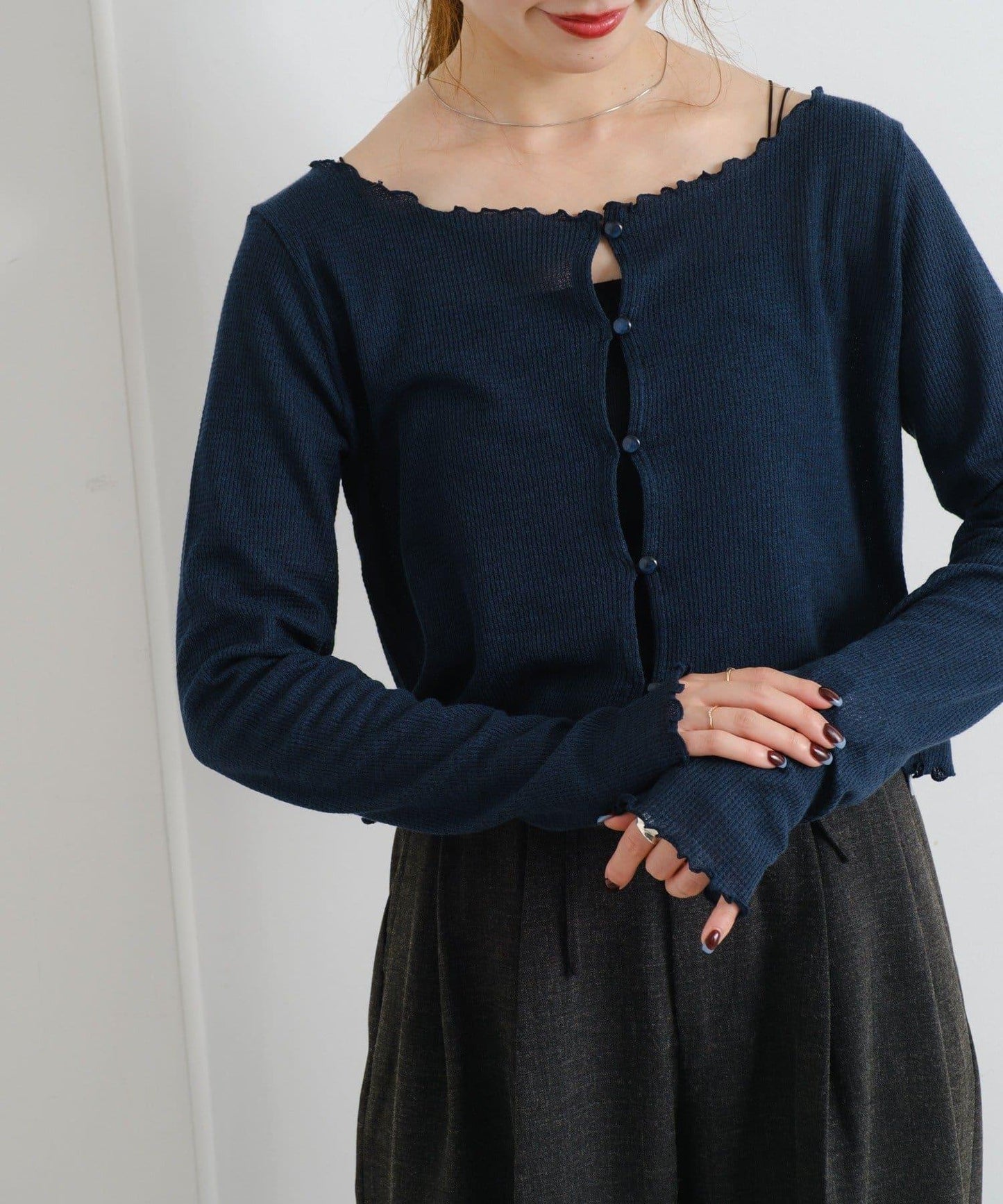 【前後兩穿】B 華夫格修身開衫