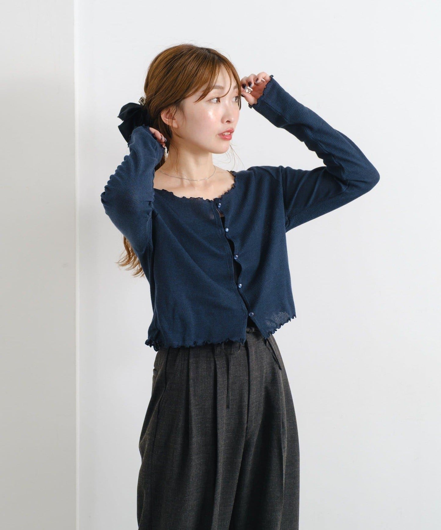 【前後兩穿】B 華夫格修身開衫