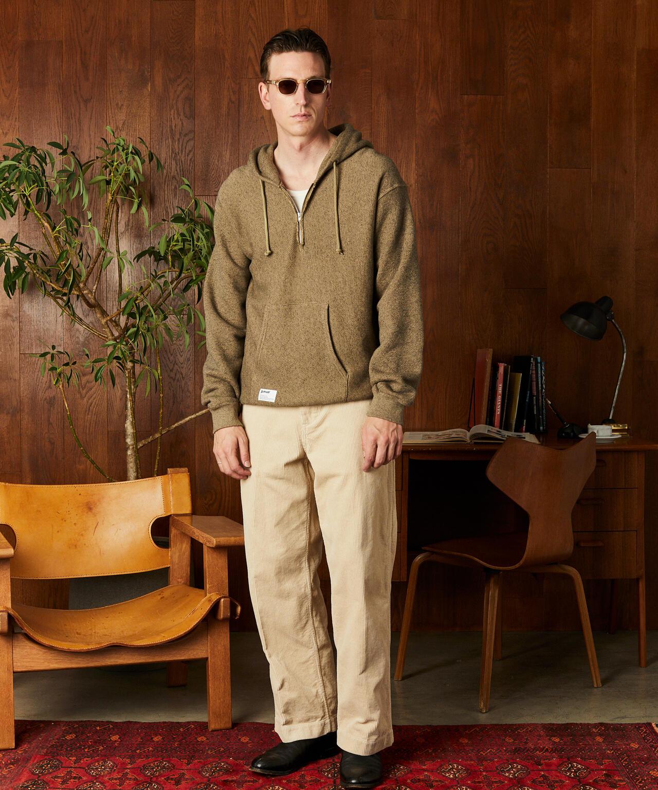 SALT AND PEPPER HALF ZIP HOODED SWEAT/ソルトアンドペッパー ハーフジップ パーカー
