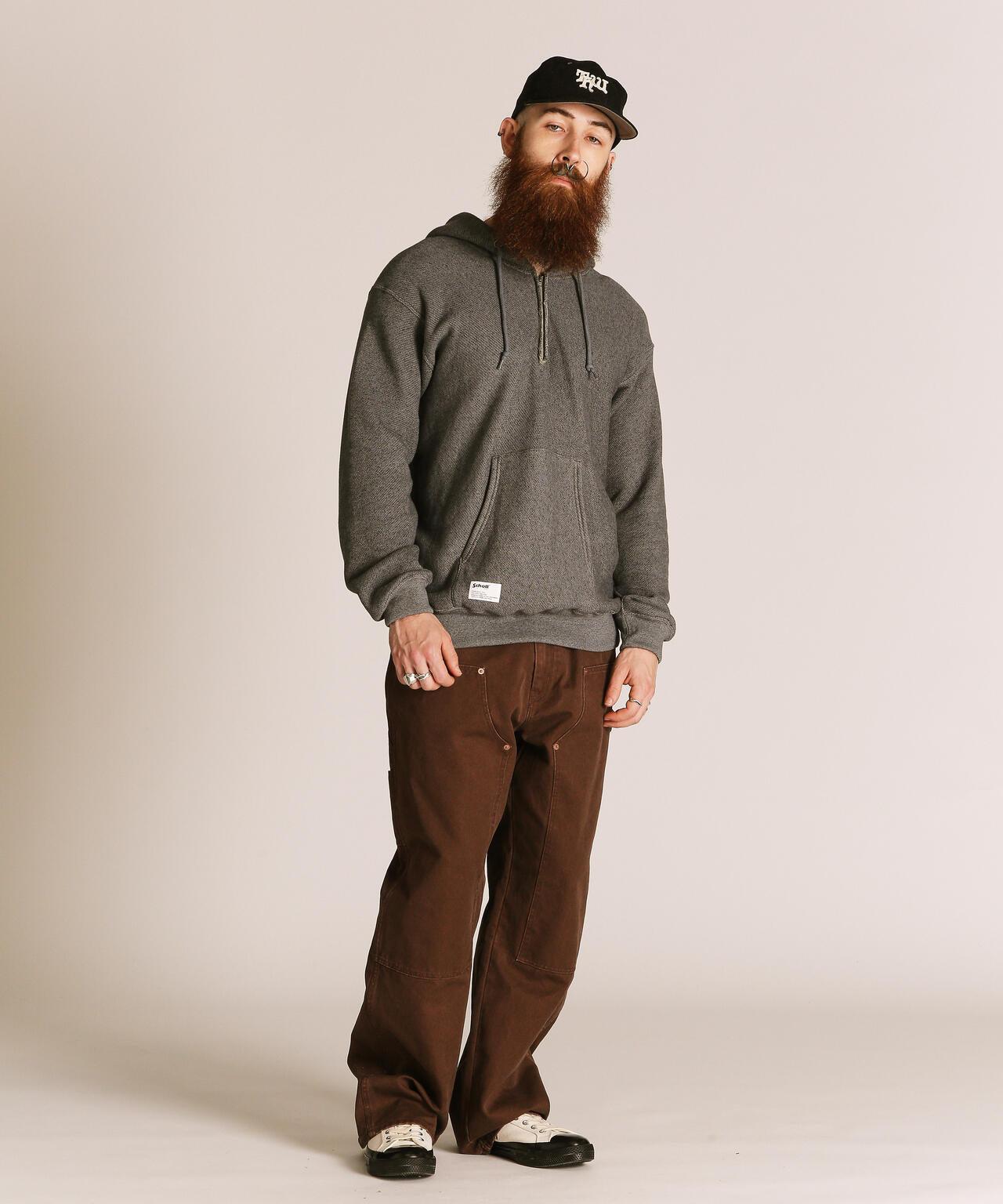 SALT AND PEPPER HALF ZIP HOODED SWEAT/ソルトアンドペッパー ハーフジップ パーカー