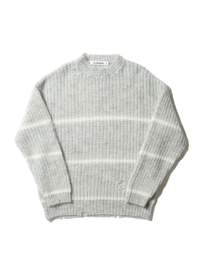 RESEARCHED BORDER SWEATER / MOHAIR MIX YARN