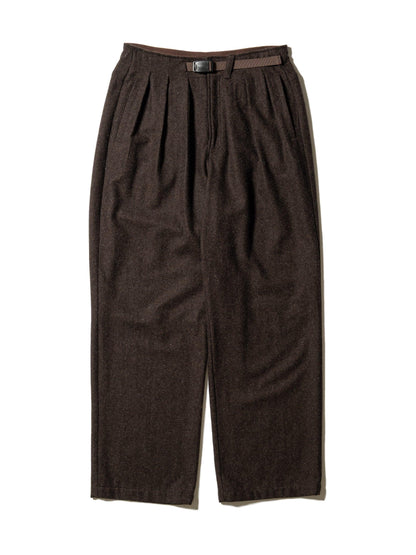 CRAFTED 3 TUCK SLACKS / WOOL MIX TWILL