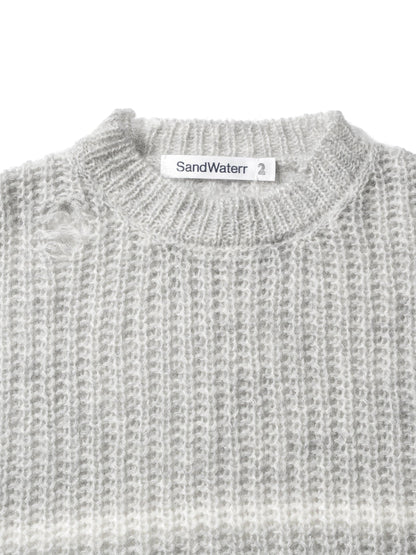 RESEARCHED BORDER SWEATER / MOHAIR MIX YARN