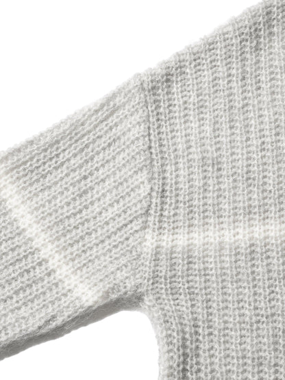 RESEARCHED BORDER SWEATER / MOHAIR MIX YARN