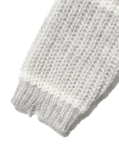 RESEARCHED BORDER SWEATER / MOHAIR MIX YARN