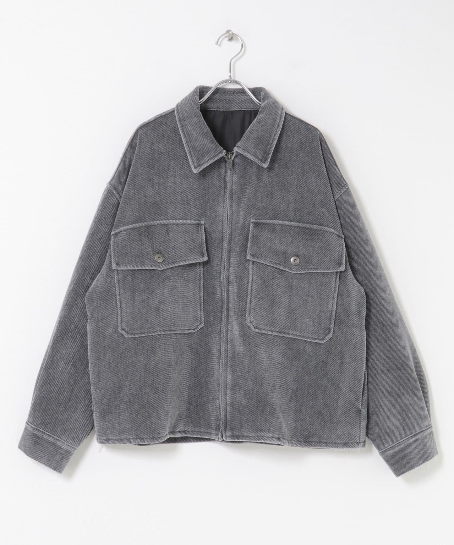 復古斜紋拉鍊夾克