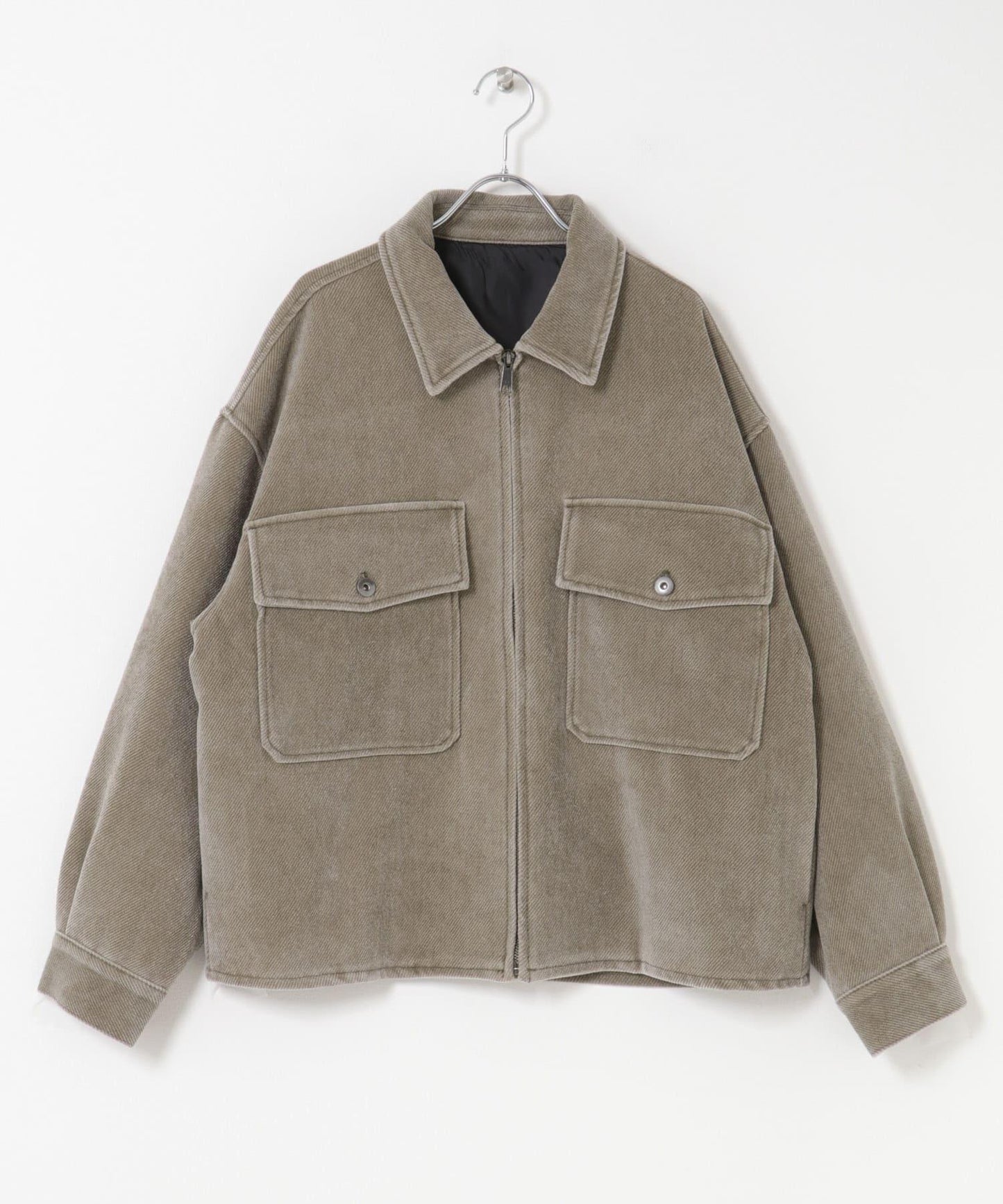 復古斜紋拉鍊夾克