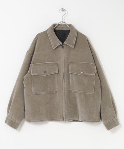 復古斜紋拉鍊夾克