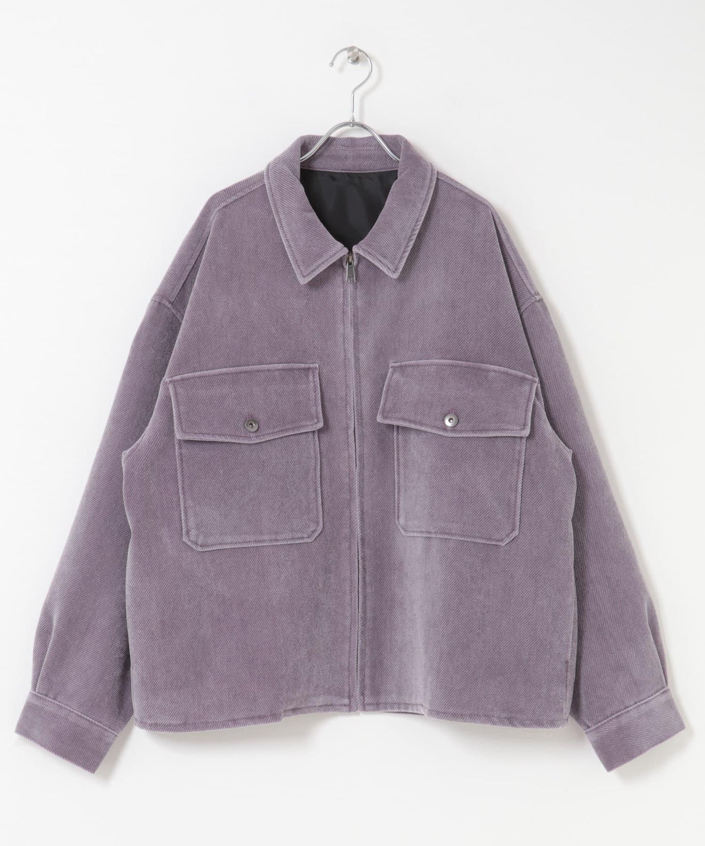 復古斜紋拉鍊夾克