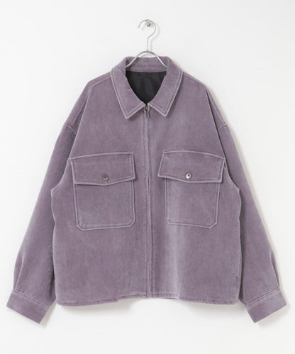 復古斜紋拉鍊夾克