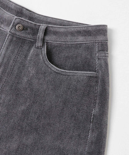 復古斜紋彎腿褲