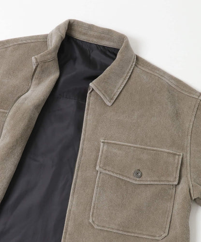 復古斜紋拉鍊夾克