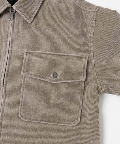 復古斜紋拉鍊夾克