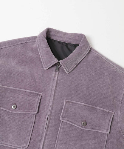 復古斜紋拉鍊夾克