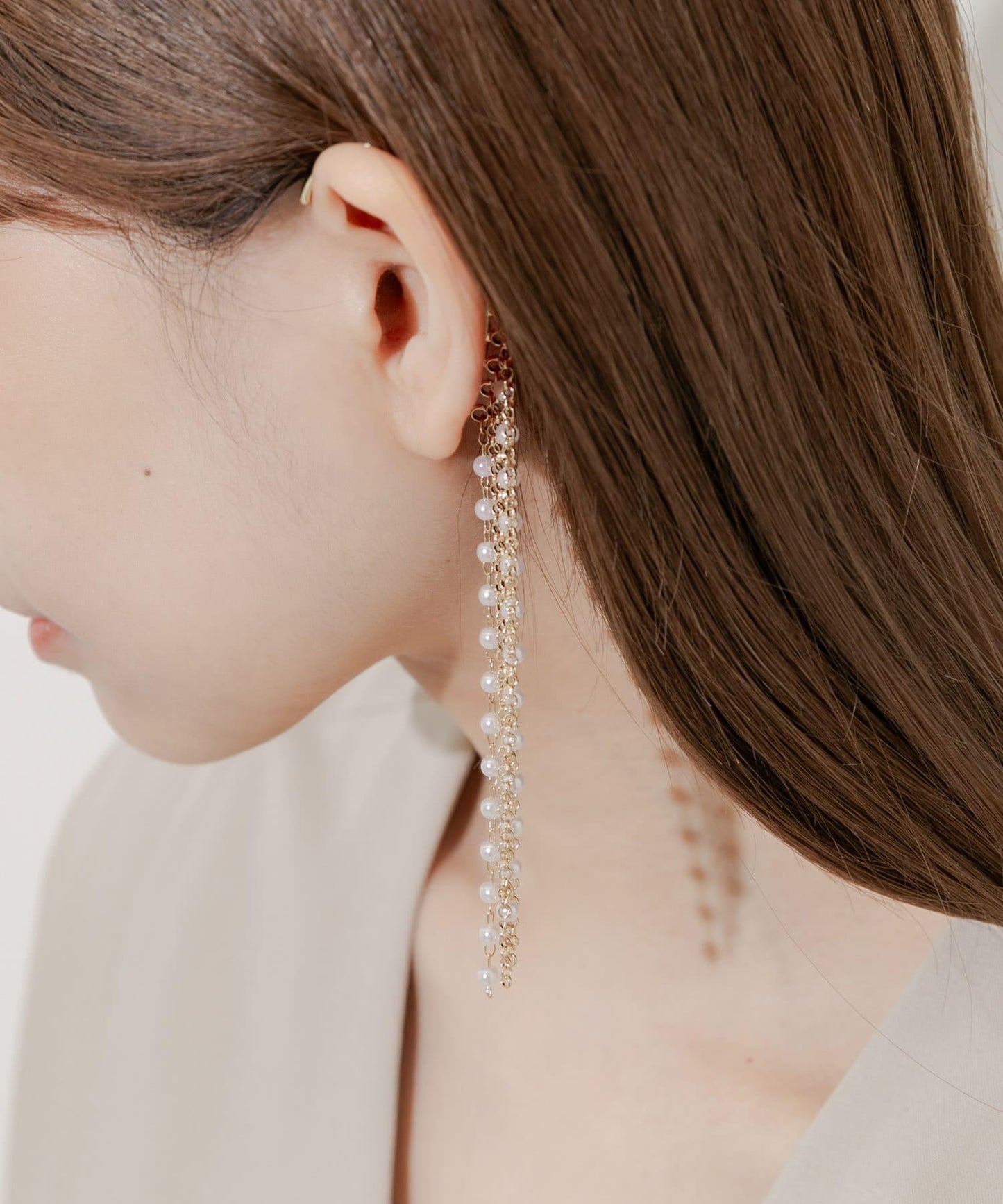 長款鏈條珍珠耳掛