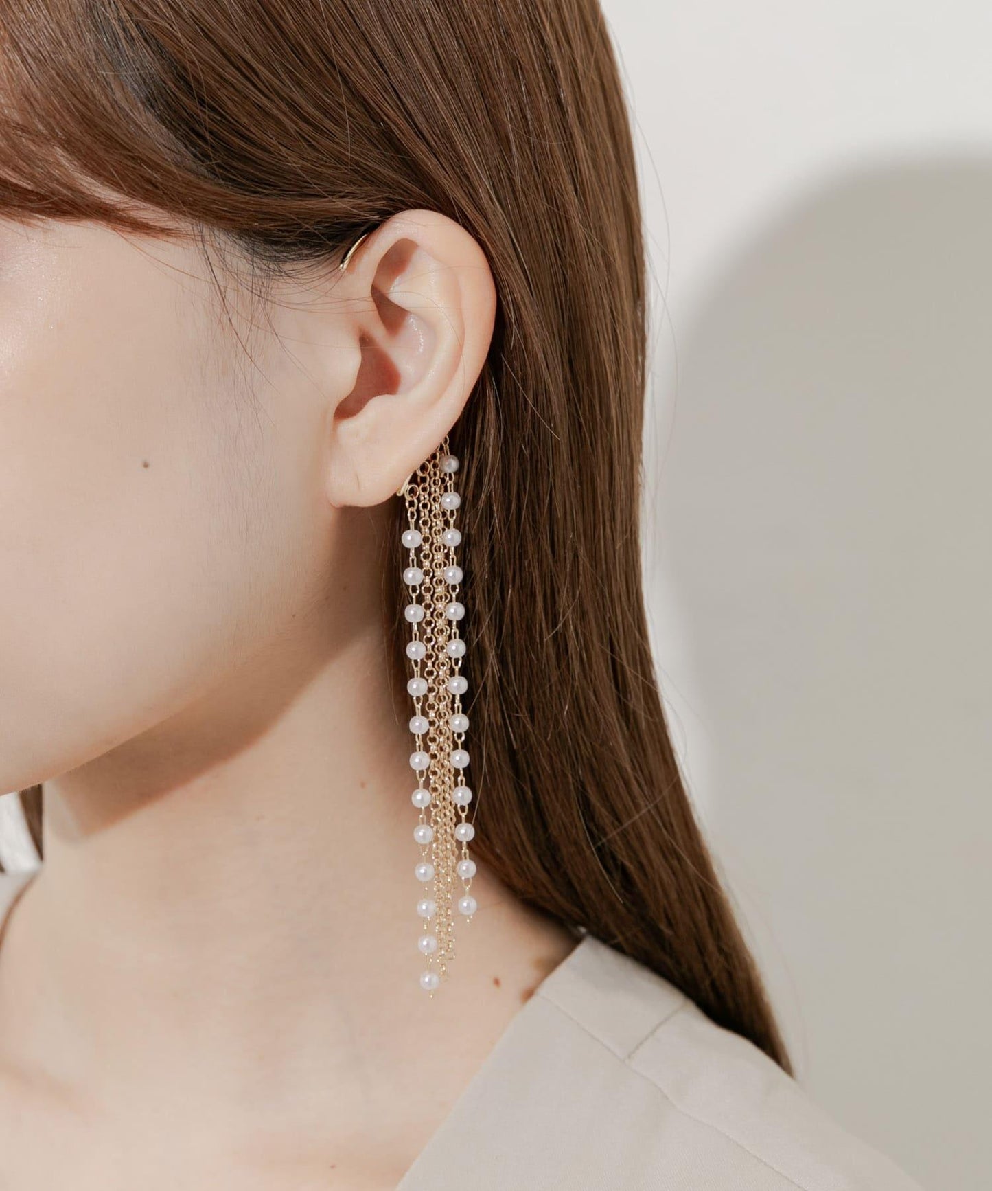 長款鏈條珍珠耳掛