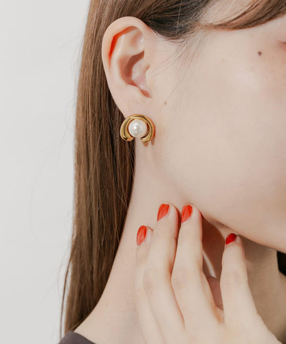 不鏽鋼開放式圓形珍珠耳釘