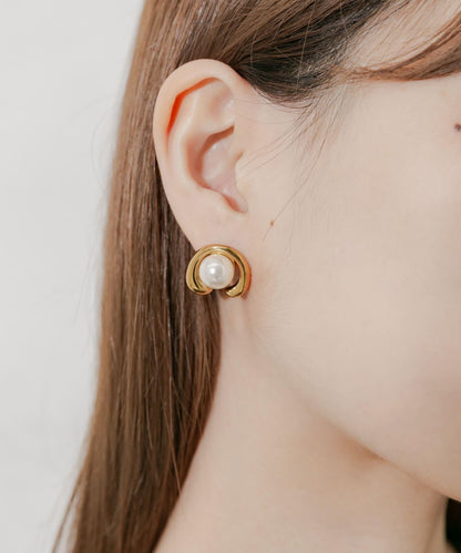 不鏽鋼開放式圓形珍珠耳釘