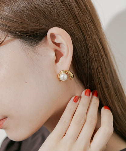 不鏽鋼開放式圓形珍珠耳釘