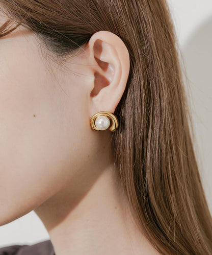 不鏽鋼開放式圓形珍珠耳釘