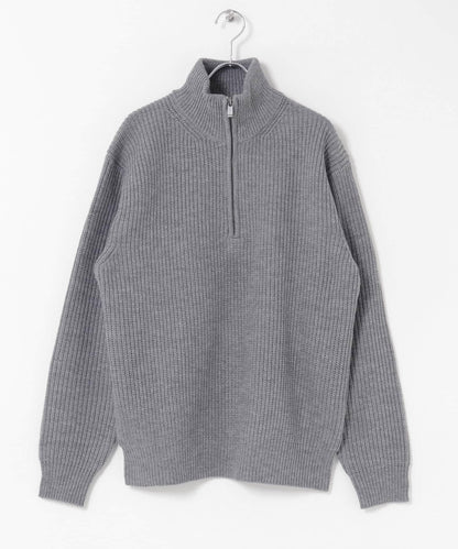 多尺碼半拉鍊針織套頭衫