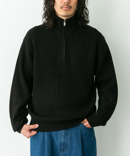 多尺碼半拉鍊針織套頭衫