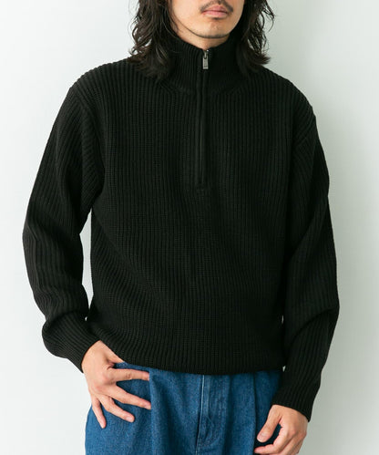 多尺碼半拉鍊針織套頭衫