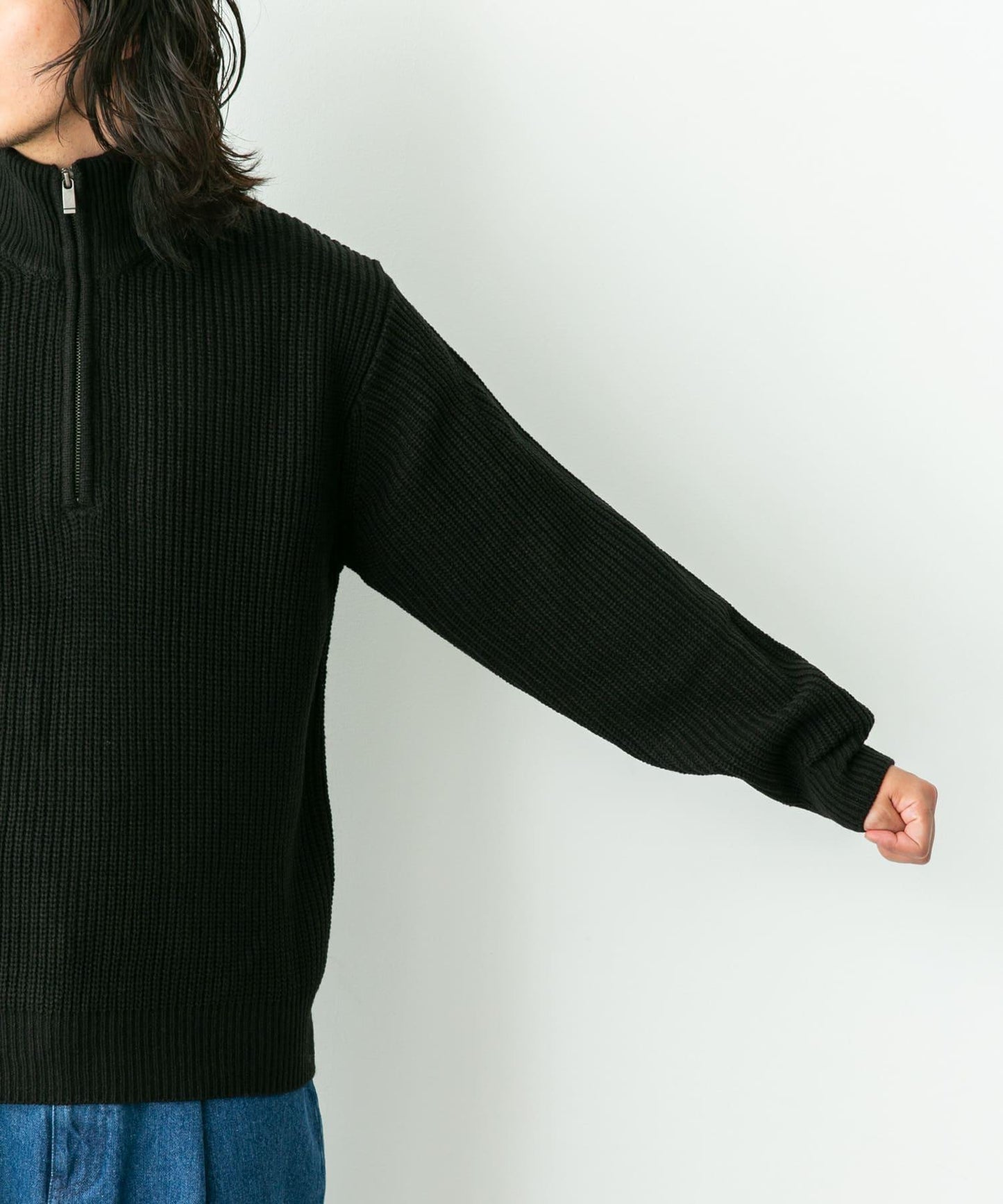 多尺碼半拉鍊針織套頭衫