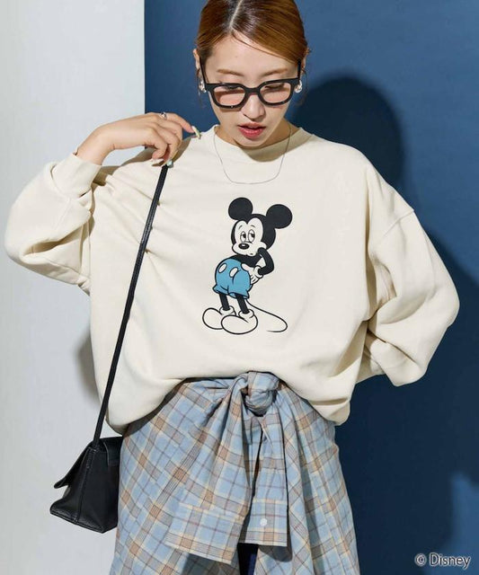 別注/Mickey Mouse/ミッキーマウス/前後 プリン トvintage 加工 スウェット【限定展開】