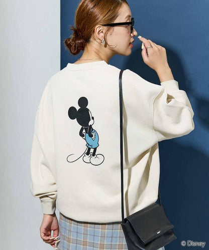 別注/Mickey Mouse/ミッキーマウス/前後 プリン トvintage 加工 スウェット【限定展開】