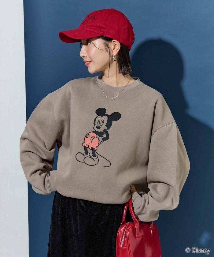 別注/Mickey Mouse/ミッキーマウス/前後 プリン トvintage 加工 スウェット【限定展開】