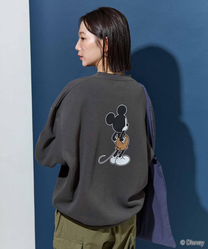 別注/Mickey Mouse/ミッキーマウス/前後 プリン トvintage 加工 スウェット【限定展開】