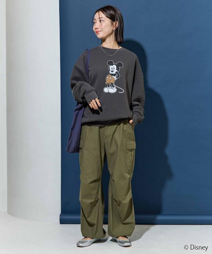 別注/Mickey Mouse/ミッキーマウス/前後 プリン トvintage 加工 スウェット【限定展開】