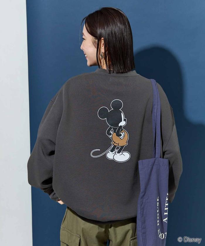 別注/Mickey Mouse/ミッキーマウス/前後 プリン トvintage 加工 スウェット【限定展開】