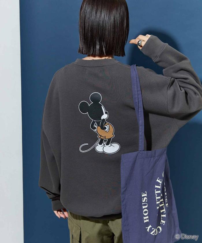 別注/Mickey Mouse/ミッキーマウス/前後 プリン トvintage 加工 スウェット【限定展開】