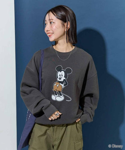 別注/Mickey Mouse/ミッキーマウス/前後 プリン トvintage 加工 スウェット【限定展開】