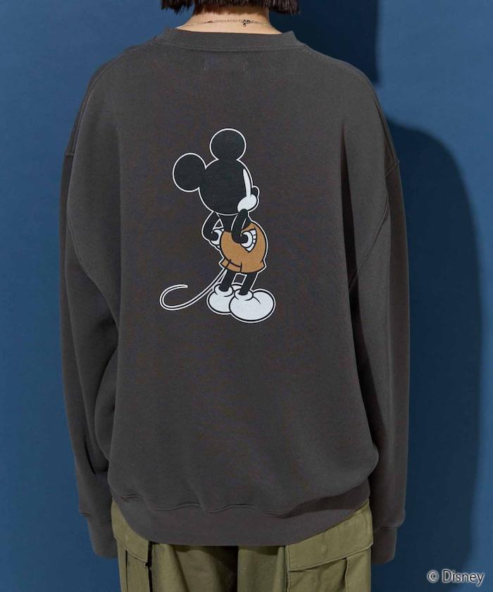別注/Mickey Mouse/ミッキーマウス/前後 プリン トvintage 加工 スウェット【限定展開】