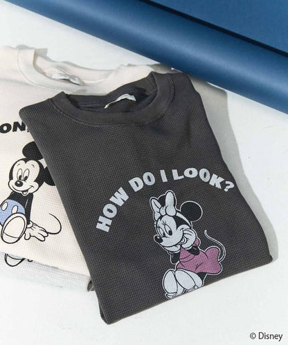 特別款/Mickey Mouse/米奇/華夫格印花長袖T恤