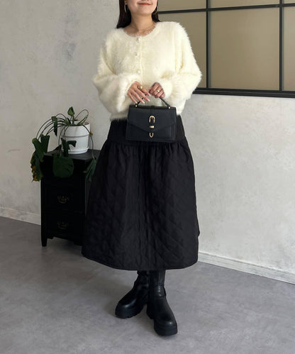 【前後兩穿】珍珠紐扣長毛針織開衫