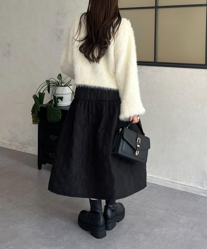 【前後兩穿】珍珠紐扣長毛針織開衫