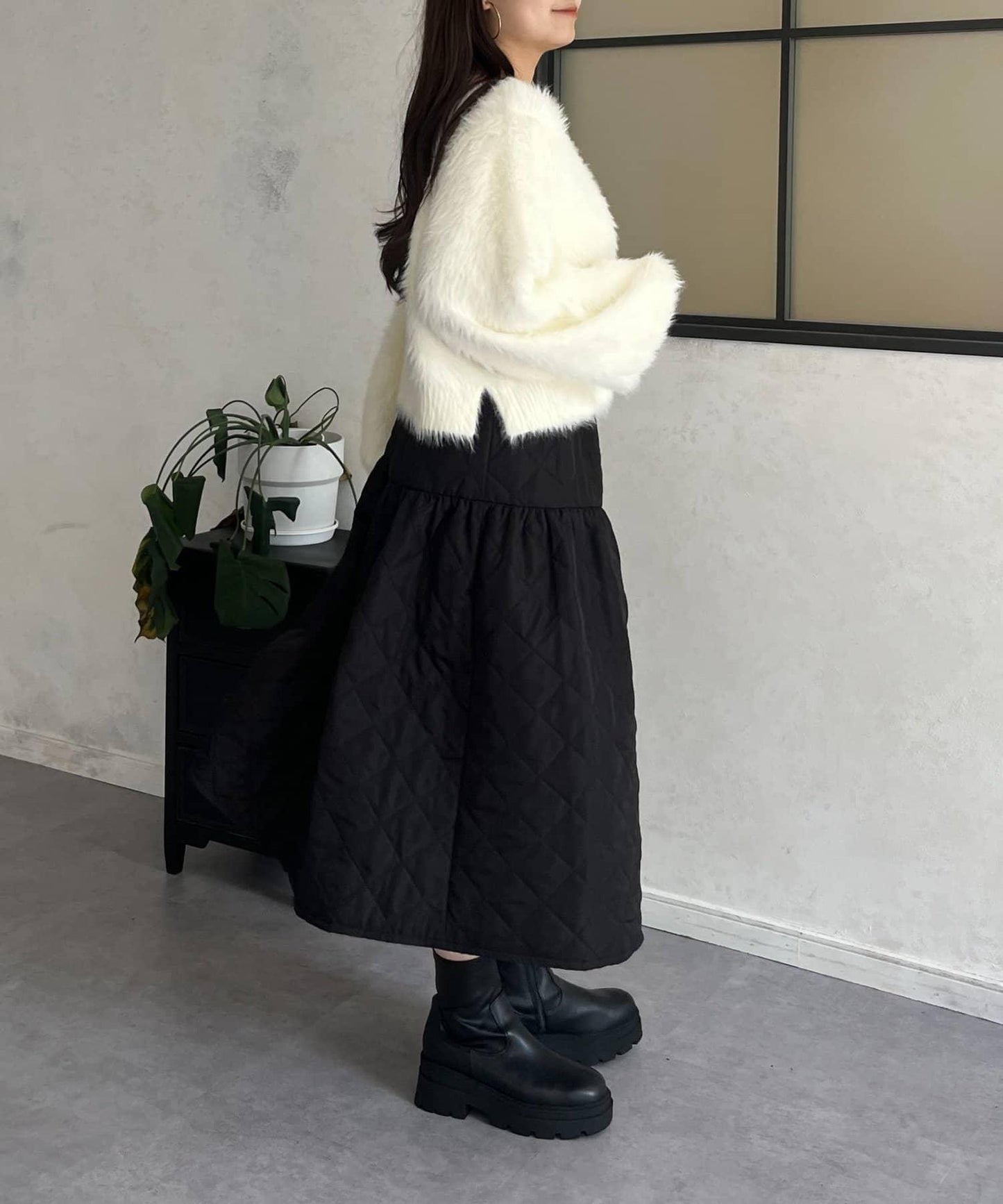 【前後兩穿】珍珠紐扣長毛針織開衫